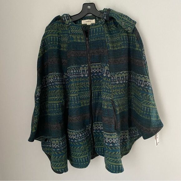 Wildflowers Women’d Hoodie Thick Aztec Print Full Zipper Cape Poncho One Size - Picture 1 of 4